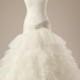 Sweetheart Pleated Ball Gown, White Organza wedding dress