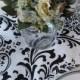 Traditions White and Black Damask Table Runner Wedding Table Runner Black on White