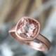 Genuine Morganite 14K Rose Gold Ring, Gemstone RIng, Cushion Shape Ring, Eco Friendly, Engagement Ring, Stacking Ring - Made To Order