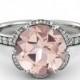 1.00 CT Natural 5MM Flower Pink Morganite Filigree Engagement Ring 14k White Gold Large Morganite Ring