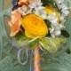 Peach, Yellow, Cream, and Lavender Artificial Wedding Bouquet and Boutonniere Set