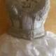 Sample Dress Listing / Vegas Bride Victorian Sheer Jeweled Boned White & Silver Corset Bustier Taffeta Petal Bridal Mini Tutu Wedding Dress