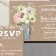 Mason Jar Wedding Invitations - Watercolor Mason Jar Wedding Invitations - Rustic Mason Jar Wedding Invitations - Mason Jar Wedding Invites