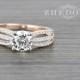 1.60 CT Round Cut Engagement Ring Bridal band 14k White/Rose Gold, Rose Gold Engagement Ring, Lab Created Diamond Ring , Triple Shank
