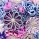 Fabric Wedding Bouquet, Brooch bouquet "Muse" Blue, Azure, Purple and Lilac, 9"
