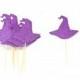 12 Purple Witch Hat Cupcake Toppers -  Halloween Cupcake Toppers, Halloween Party, Halloween Decorations, Witch Party