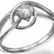 White Sapphire Engagement Ring 14k White gold In Prong Setting With Unique Band