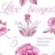 Watercolour Clipart - Hand Painted Graphics - Lilac Bouquet - Floral arrangement - Diy Clip Art - Romantic Roses Bouquets