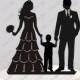 Wedding Cake Topper Silhouette Groom and Bride with little Boy -  Family Acrylic Cake Topper [CT83b]