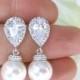 Bridal Pearl Earrings Swarovski 10mm Round Pearl Earrings Wedding Jewelry Bridesmaid Gift Pearl Drop Earrings (E014)