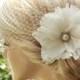 Ivory Birdcage veil - Wedding fascinator - Fascinator - Ivory wedding veil - Wedding Hair flower- Ivory birdcage veil - Ivory fascinator -
