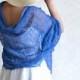 Blue Scarf Linen Shawl Sheer Wrap Bridesmaids Stole Linen Gauze Knitted Lace Scarf