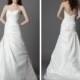 A-Line Taffeta Strapless Wedding Dress with Beaded Lace Motifs
