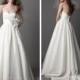 Ivory Taffeta Strapless Chapel Train Wedding Dress With Pleated Bodice