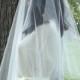 Drop Veil 30/30 - Raw Edge - Elbow Waist Bridal Veil - Circular Two Tier Plain Veil, Ivory Wedding Veil, Off White Wedding Veil, White Veil