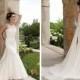 Sleeveless Slim A-line Wedding Dress with Lace Bateau Neckline