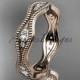 14kt rose gold diamond leaf and vine wedding ring, engagement ring, wedding band ADLR50B
