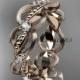 14kt rose gold diamond leaf and vine wedding ring, engagement ring, wedding band ADLR52B