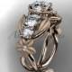 14kt rose gold diamond floral, leaf and vine wedding ring, engagement ring ADLR69
