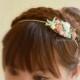 Mint Coral Pink Bridal Headband Tiara Floral Headpiece Flower Hairband Woodland Wedding Grecian Romantic Custom Bohemian Fascinator H1 WR
