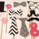 Chevron Wedding Photo Booth Props - Damask Photo Props - Ampersand 15 Piece Black and White Photo Prop Set