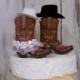 Rustic Cake Topper-His and Her Western Cowboy Boots-Wedding Cake Topper-Barn Wedding, NEW Larger Boots