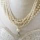 Vintage Style Bridal Necklace Pearl Wedding Necklace Chunky Long Pearl Necklace Romantic Style Bridal Jewelry Pearl Wedding Jewelry Ivory