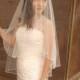 Short Bridal Veil - Fabulous Vintage Style Wedding Veil: Drop Veil with Pearl Edge - Blush Pink or Champagne Veil - New York