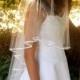 Waltz length drop style wedding veil with Satin ribbon edge and blusher - Simple Wedding Veil - Circle Cut Veil - Kuala Lumpur
