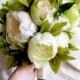 Best quality green and creme silk flowers peonies wedding BIG bouquet satin Handle, greenery natural