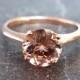 Solitare Morganite Ring, 14kt Rose Gold, Made to Order, Custom, peachy pink morganite, engagement ring, diamond alternative