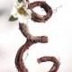 Letter E Rustic Twig Monogram Letter Wedding Cake Topper