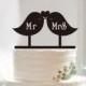 Love birds cake topper with mr and mrs,custom mr mrs cake topper ,wedding cake topper,modern cake topper for wedding,rustic cake topper42605