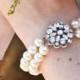 Pearl Rhinestone Bracelet,Bridal Bracelet,Rhinestone Bridal Bracelet,Swarovski Pearls,Statement Bridal Bracelet, Bridal Cuff,Pearl,ALEXANDRA