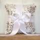 Ring Bearer Pillow - Silver Sequin and White Satin Bow