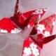 Peace Crane Bird, Wedding Cake Topper, Party Favor Origami Christmas Ornament  Paper 1st Anniversary Cherry Blossom Sakura Red Decoration