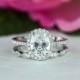 1.5 ctw Oval Halo Bridal Set, Art Deco Wedding Ring, Man Made Diamond Simulants, Half Eternity Ring, Halo Engagement Ring, Sterling Silver