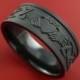Black Zirconium Celtic Irish Claddagh Ring Hands Clasping Heart Band Carved Any Size Ring 4 to 20