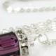 Purple Necklace, Amethyst Swarovski Cube, Plum Crystal Pendant, Violet, Sterling Silver, Bridesmaid Wedding Handmade Jewelry, Ready To Ship