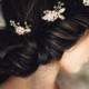 Rhinestone and Pearl Comb Set, Pearl Bridal Comb, Rhinestone Headpiece, Crystal Hair piece - Style 4415 'Liza' MADE TO ORDER