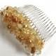 Citrine Yellow Hair Comb Fashion Jewelry Bridal Hair Wedding Honey Amber Crochet Wire Wrapped Silver Rustic Earthy Colors