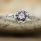 Pink Sapphire Delicate Rose Engagement Ring in Sterling - Silver Nature-Inspired Rose Promise Ring, Commitment Ring - Diamond Alternative