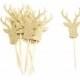 12 Gold Glitter Deer Cupcake Toppers  -  Birthday Cupcake Topper, gold birthday cake topper, wedding cupcake topper