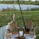 fishing-lake house-cabin-themed-wedding-cake topper-fishing groom-bride and groom-fisherman-wood-Adirondack-fishing pole-camping-hunt chairs