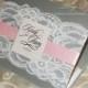 Pocket fold lace wedding invitations  x24  with rsvp and printed return envelopes- Custom color wedding invitation-