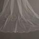 Ready to ship: White Cascading veil with scalloped edging and swarovski crystals, bridal veil, wedding veil
