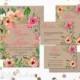 Summer Watercolor Floral Wedding Invitation, Floral Wedding Invite, Floral Bohemian Style, RSVP card DIY Printable Invitations