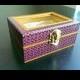 Small Jewelry Box in Purple and Gold with Floral Mosaic Pattern and Gold Metallic Accents