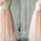2015 Junior Bridesmaid dress Long, Pink Blush Flower Girl dress, Peach Puffy dress, Spaghetti Strap Rosette dress (LK060)-Renzrags