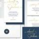 Simple Navy and Gold Wedding Invitation -  SAMPLE